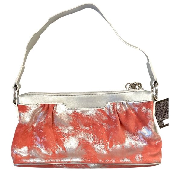 New Cromia Designer Leather Silver Peach Shoulder Handbag Purse- Made in Italy - Picture 3 of 16